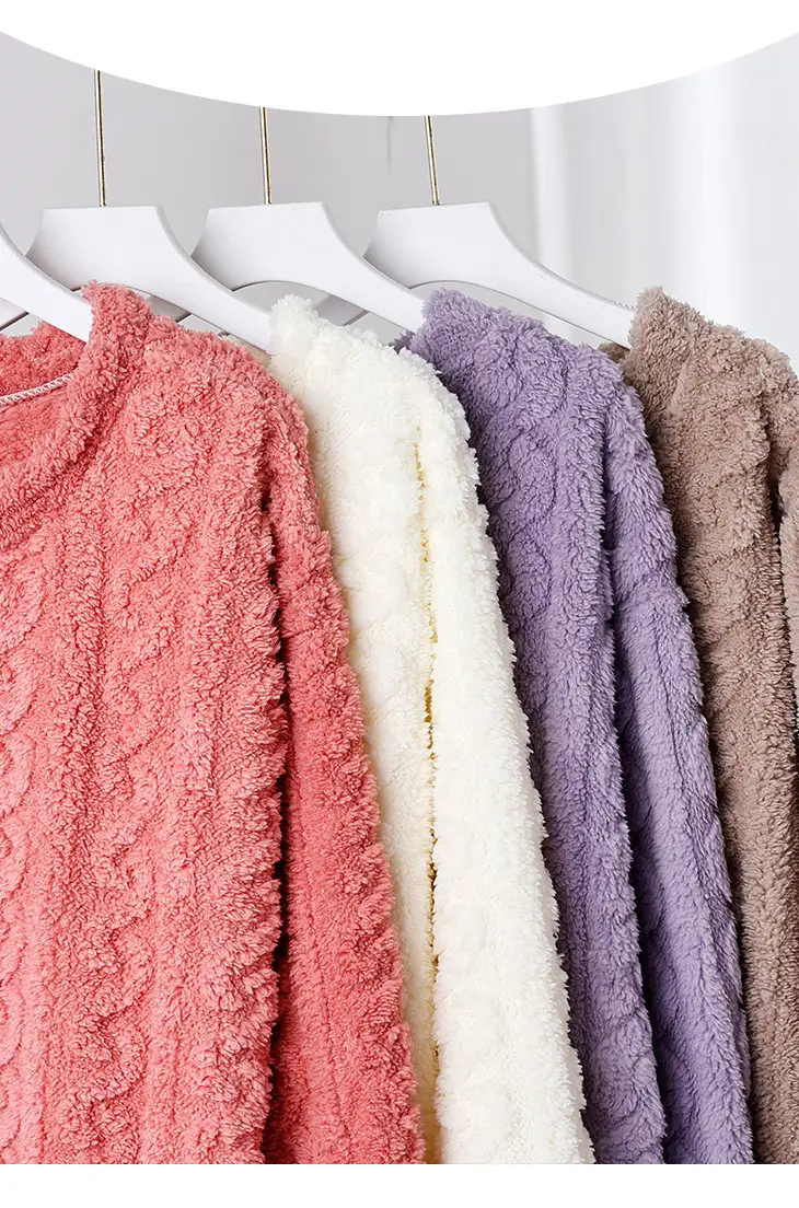 Nightgown Thickened Home Clothes Bathrobe Coral Fleece Nightgown Warm Pajamas Autumn and Winter Women's Long Long Sleeve Loose — feature 3
