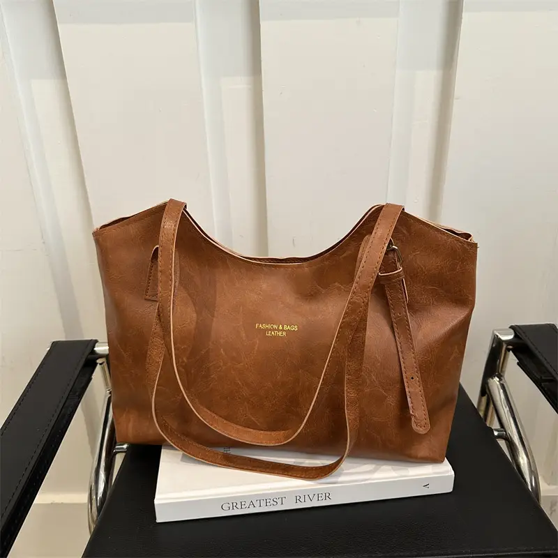 Brown Leather Tote Bag for Women Autumn Winter Commute - Image 5