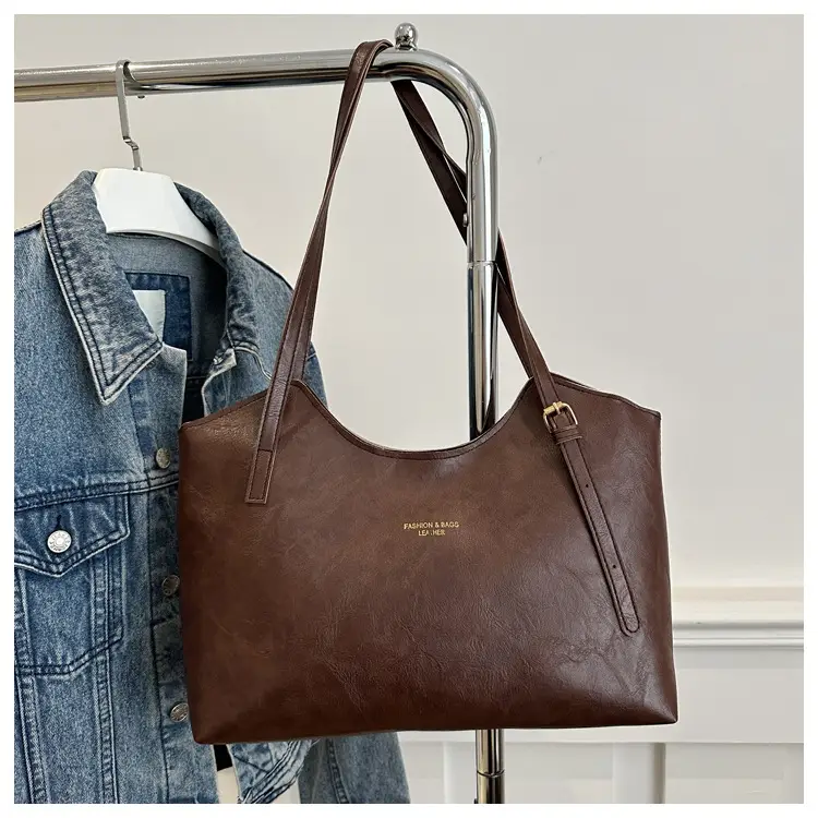 Brown Leather Tote Bag for Women Autumn Winter Commute — feature 21