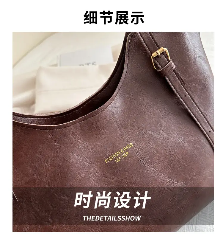 Brown Leather Tote Bag for Women Autumn Winter Commute — feature 4