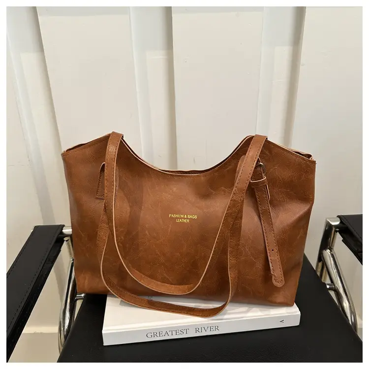 Brown Leather Tote Bag for Women Autumn Winter Commute - Image 3