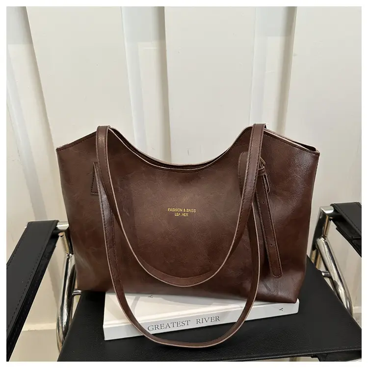 Brown Leather Tote Bag for Women Autumn Winter Commute - Image 4