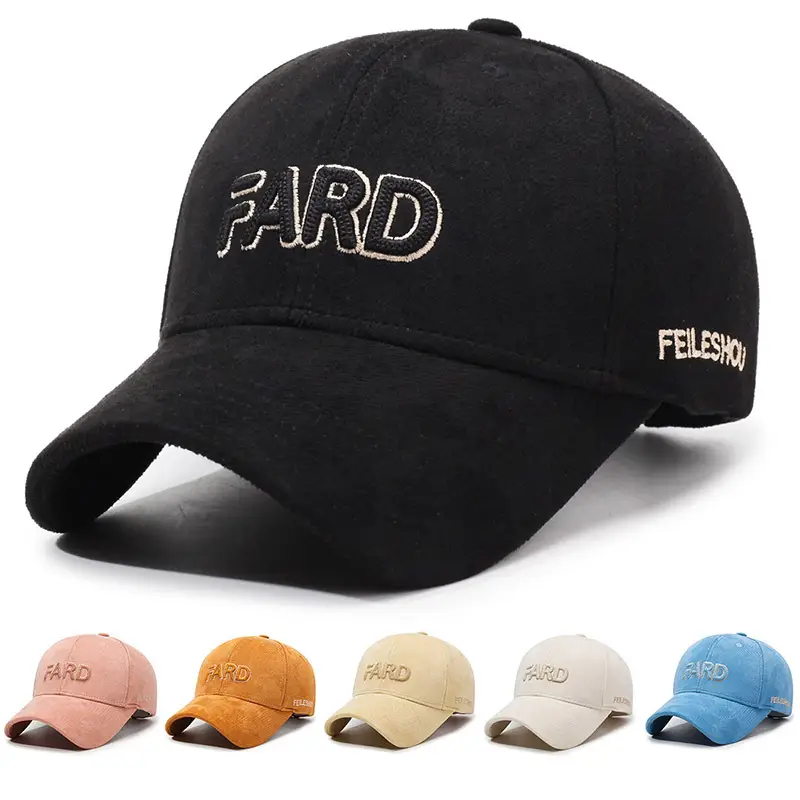 Men Embroidered Baseball Cap Black with Sunshade - Image 7