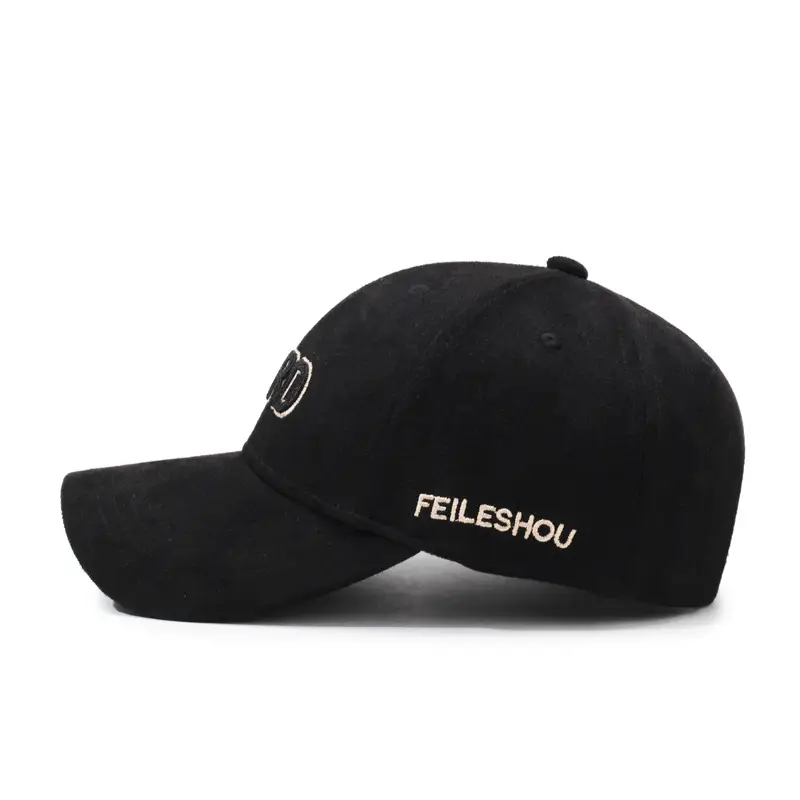 Men Embroidered Baseball Cap Black with Sunshade - Image 9