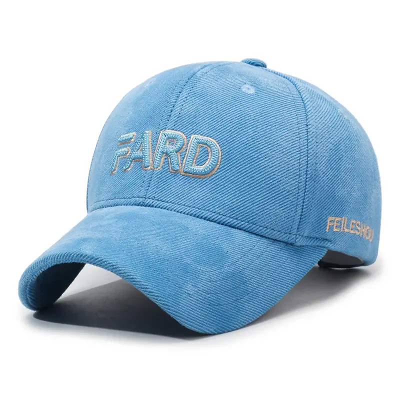 Men Embroidered Baseball Cap Black with Sunshade - Image 3