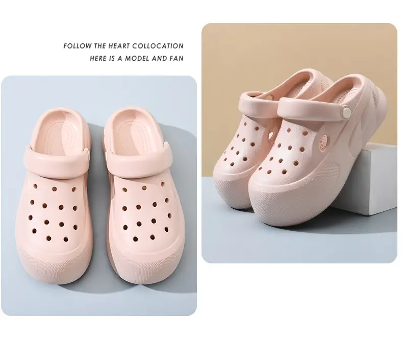 Heightened Hole Shoes Women's Summer Beach Outer Wear Breathable Baotou Home Non-stinky Foot Non-slip Wear-resistant All-match Sandals — feature 13