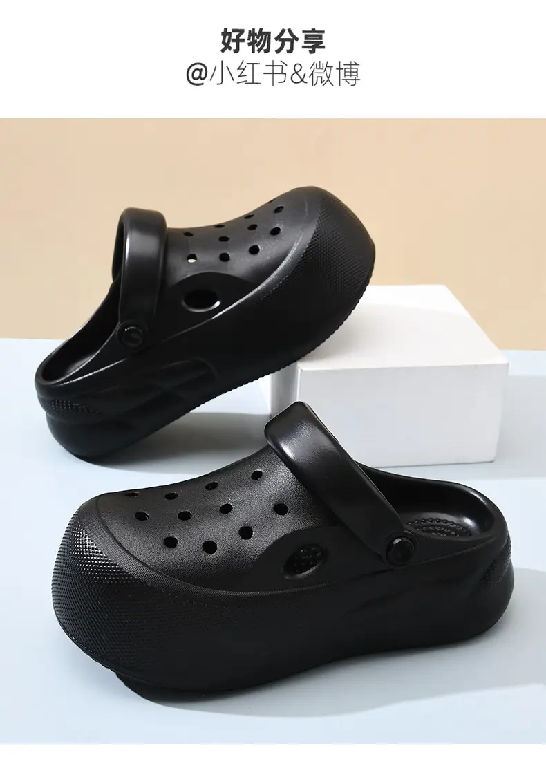 Heightened Hole Shoes Women's Summer Beach Outer Wear Breathable Baotou Home Non-stinky Foot Non-slip Wear-resistant All-match Sandals — feature 19