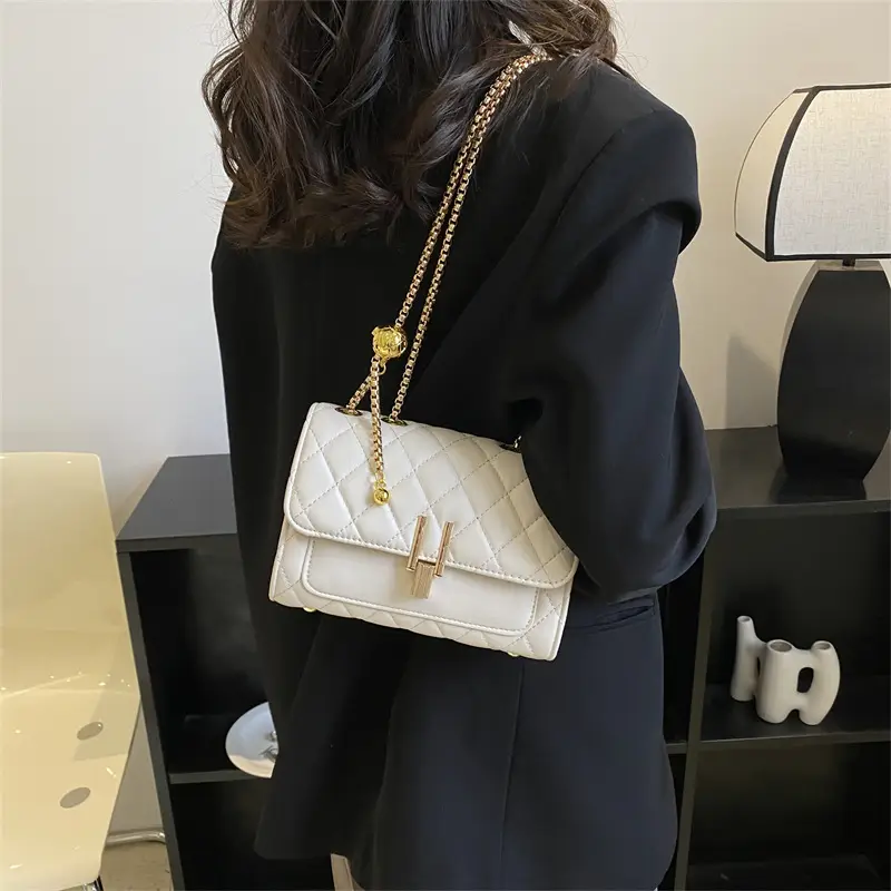 White Diamond Embroidery Crossbody Bag for Women - Image 7