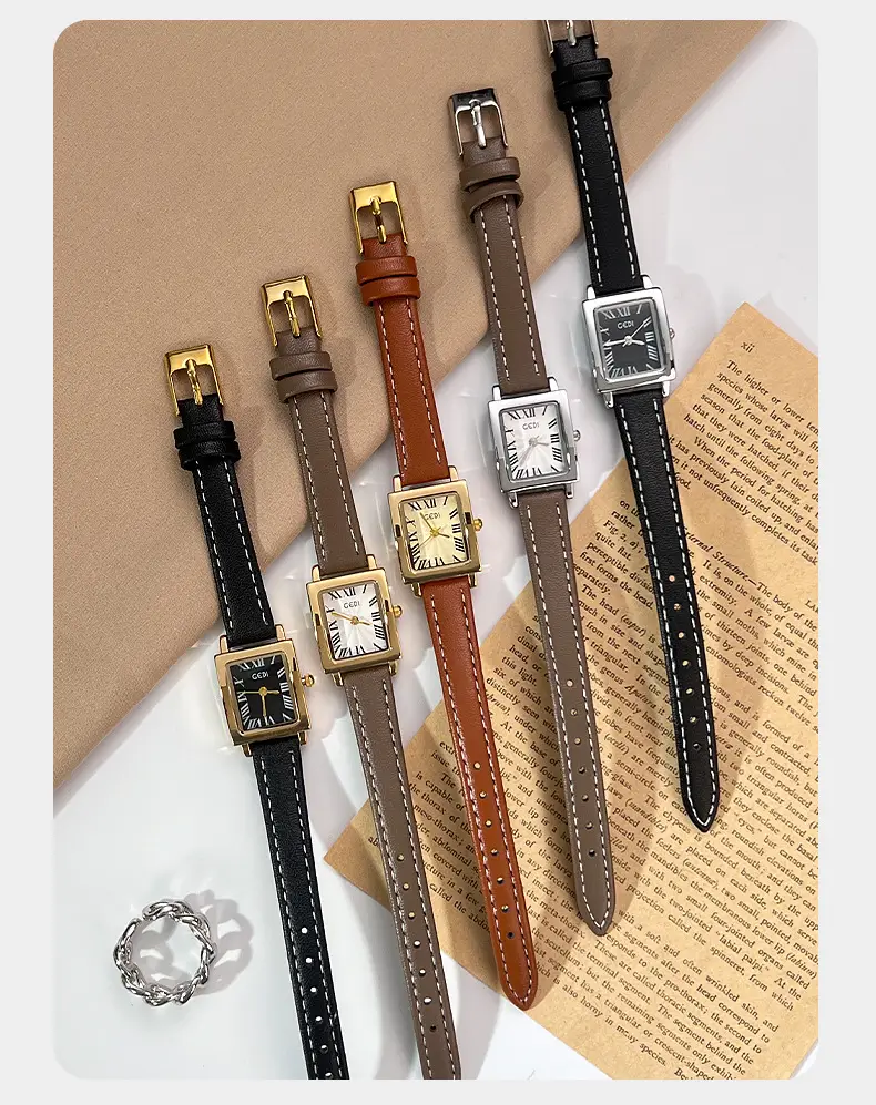 Gold Retro Square Watch for Women Waterproof Quartz — feature 14