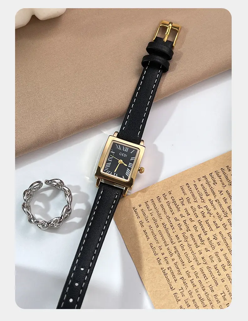 Gold Retro Square Watch for Women Waterproof Quartz — feature 15
