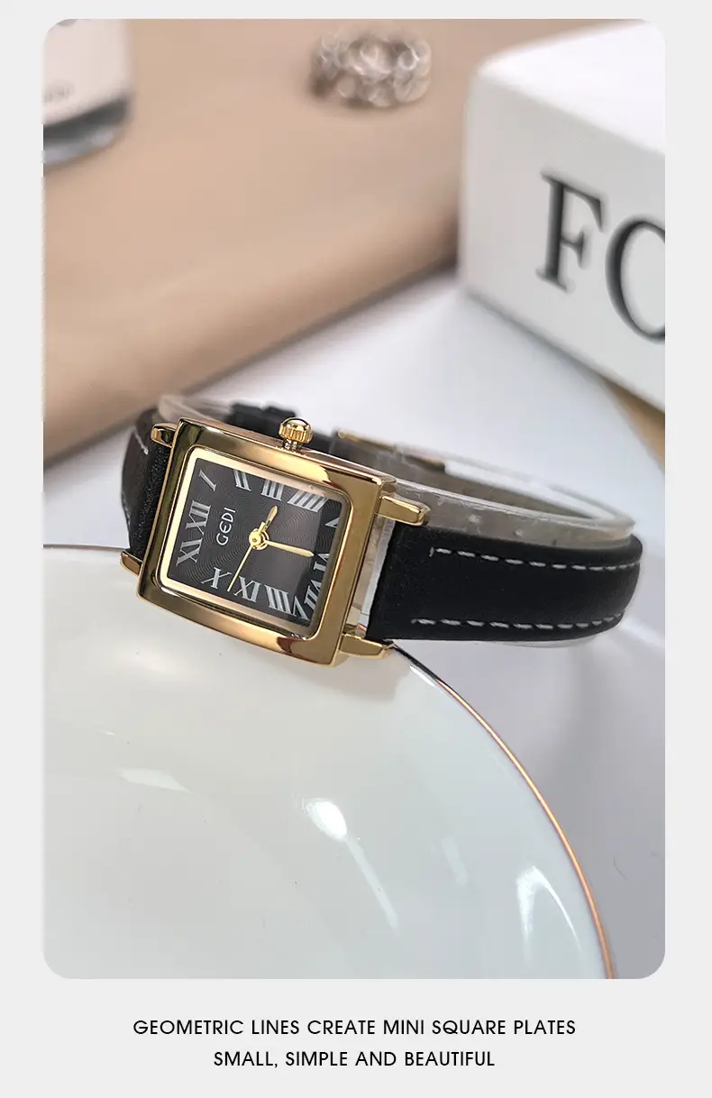 Gold Retro Square Watch for Women Waterproof Quartz — feature 5