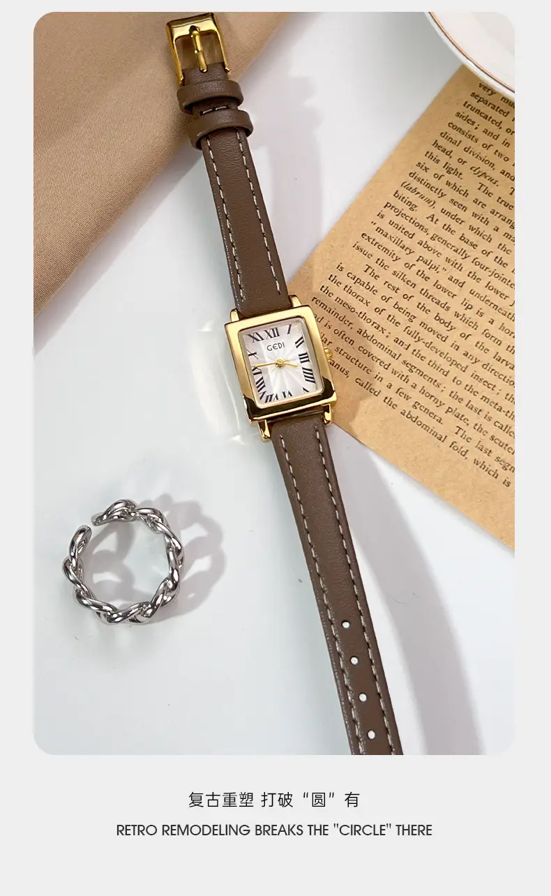 Gold Retro Square Watch for Women Waterproof Quartz — feature 6