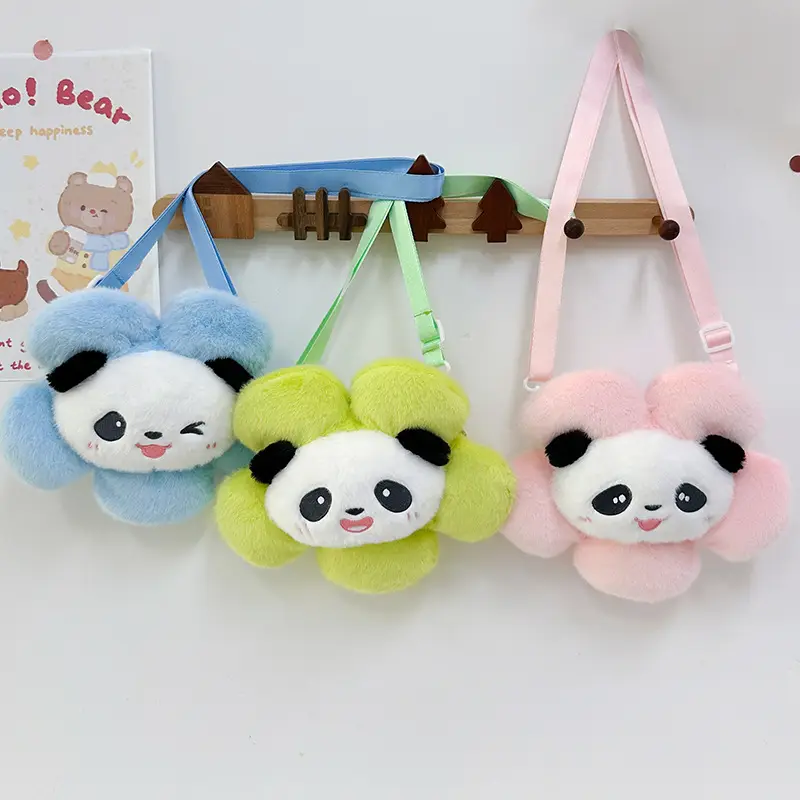 Cute Panda Shoulder Bag for Girls with Sunflower Design - Image 5
