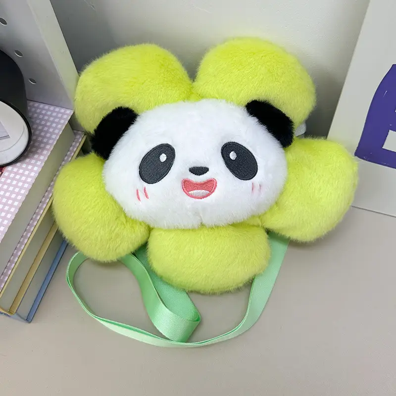 Cute Panda Shoulder Bag for Girls with Sunflower Design - Image 7