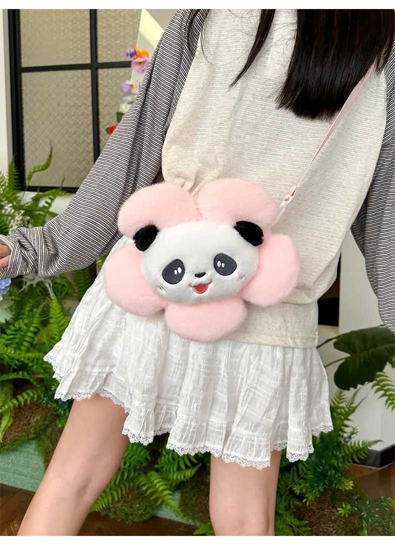 Cute Panda Shoulder Bag for Girls with Sunflower Design — feature 11