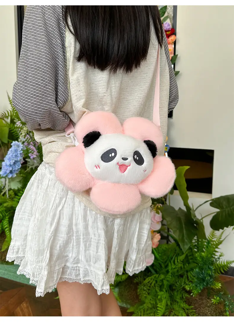 Cute Panda Shoulder Bag for Girls with Sunflower Design — feature 14