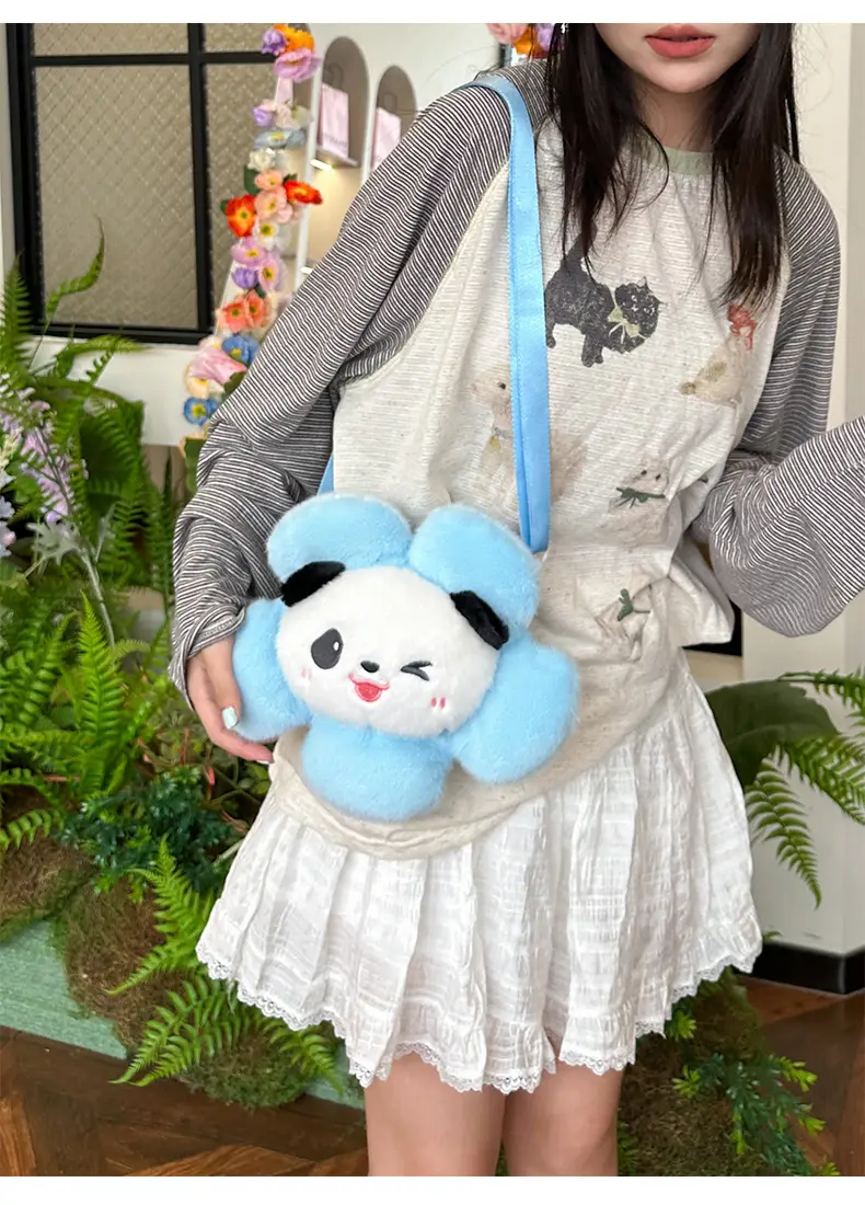 Cute Panda Shoulder Bag for Girls with Sunflower Design — feature 15
