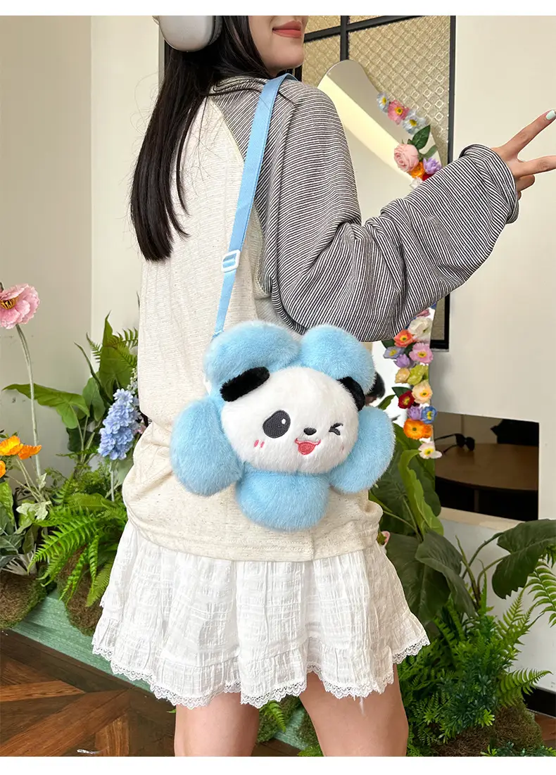 Cute Panda Shoulder Bag for Girls with Sunflower Design — feature 16