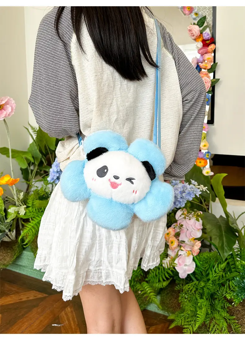 Cute Panda Shoulder Bag for Girls with Sunflower Design — feature 17