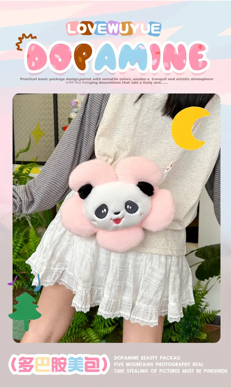 Cute Panda Shoulder Bag for Girls with Sunflower Design — feature 2