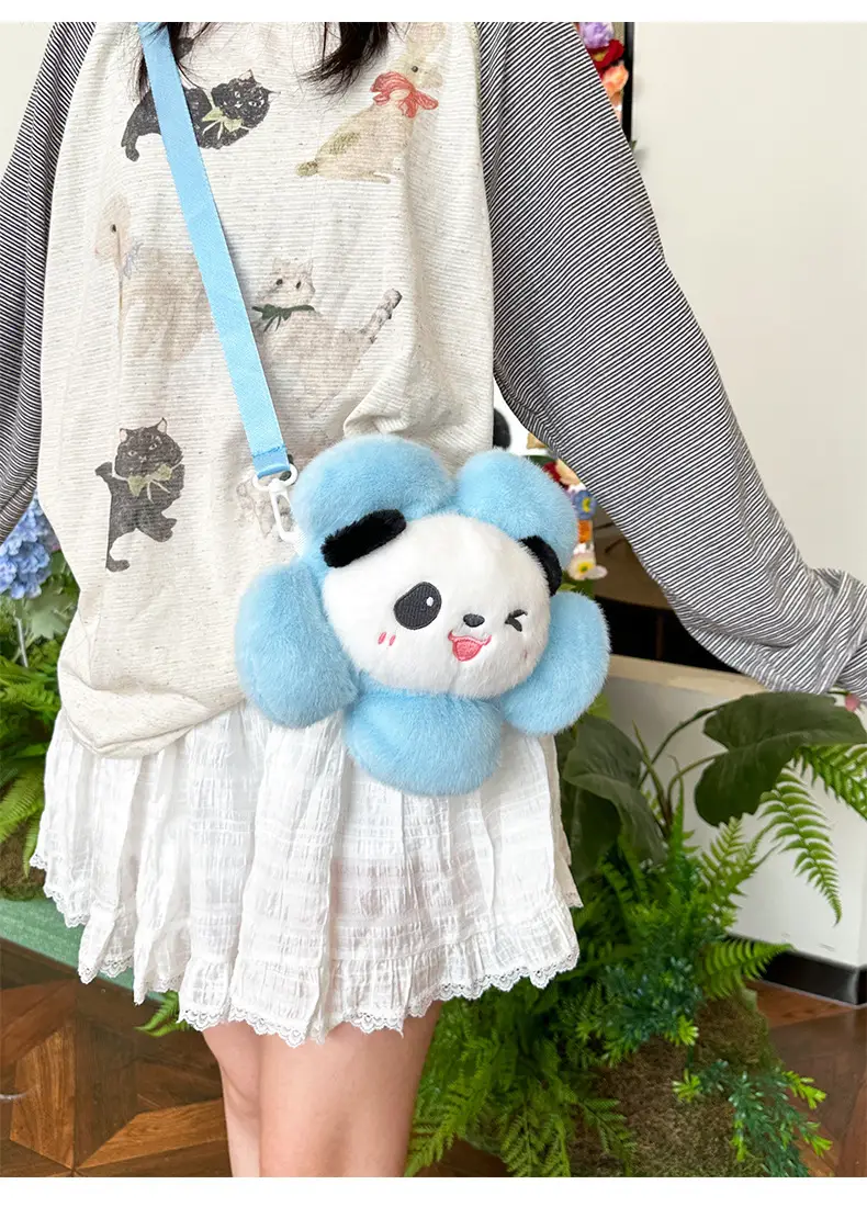 Cute Panda Shoulder Bag for Girls with Sunflower Design — feature 20