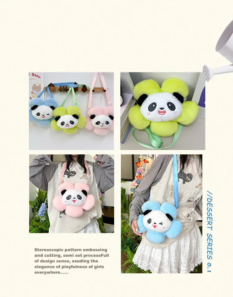Cute Panda Shoulder Bag for Girls with Sunflower Design — feature 3
