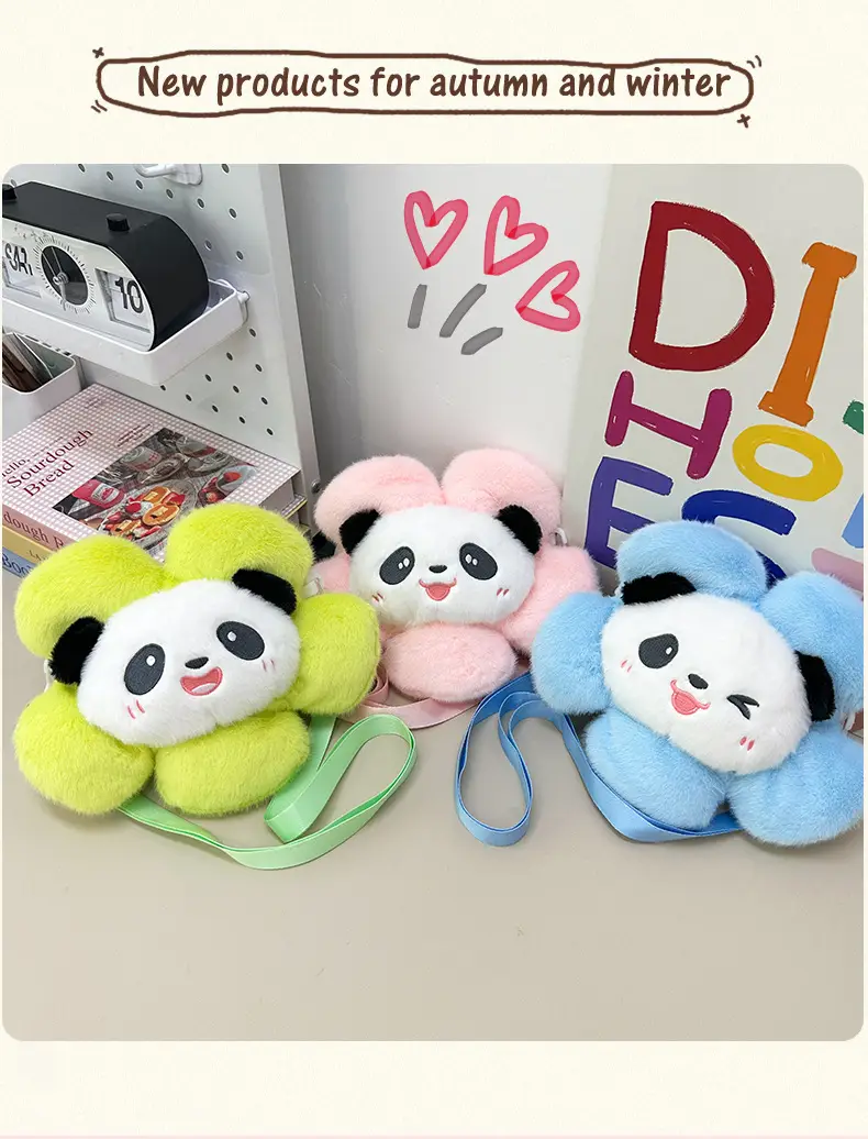 Cute Panda Shoulder Bag for Girls with Sunflower Design — feature 4