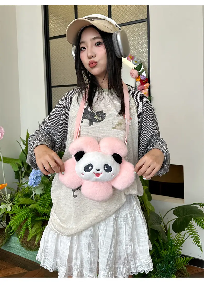 Cute Panda Shoulder Bag for Girls with Sunflower Design — feature 5