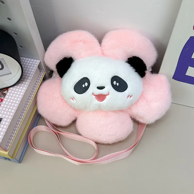 Cute Panda Shoulder Bag for Girls with Sunflower Design - Image 2