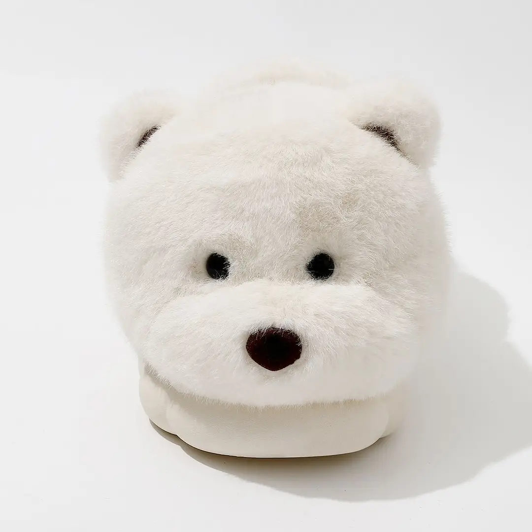 Bear Cotton Slippers Women's Autumn and Winter 2024 New Indoor Non-Slip Warm Household Couple's Cute Plush Cotton Shoes for Women