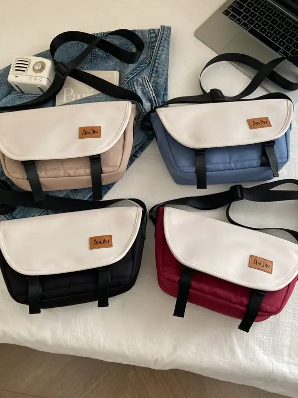 Men Women Crossbody Bag Black White Large Capacity