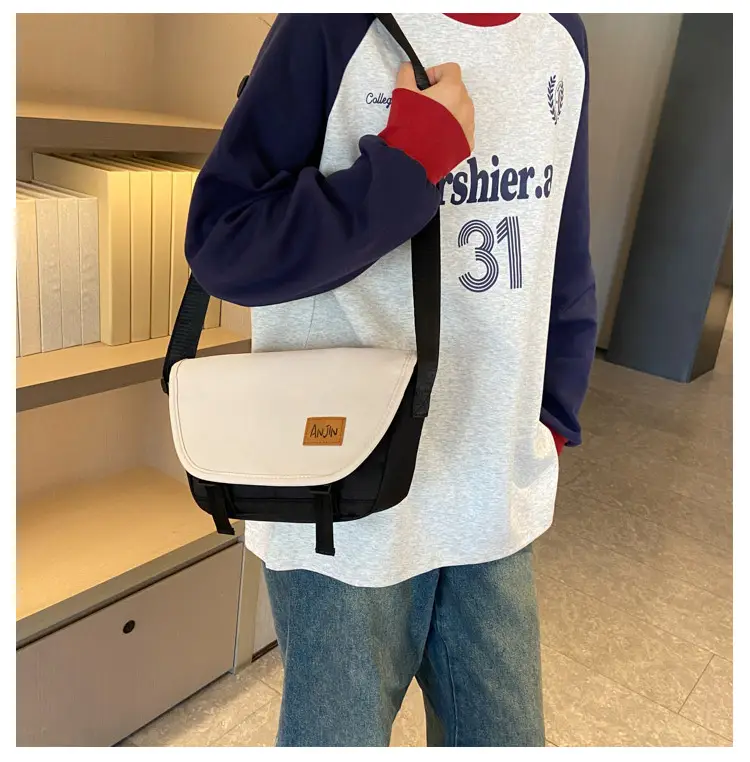 Men Women Crossbody Bag Black White Large Capacity — feature 14