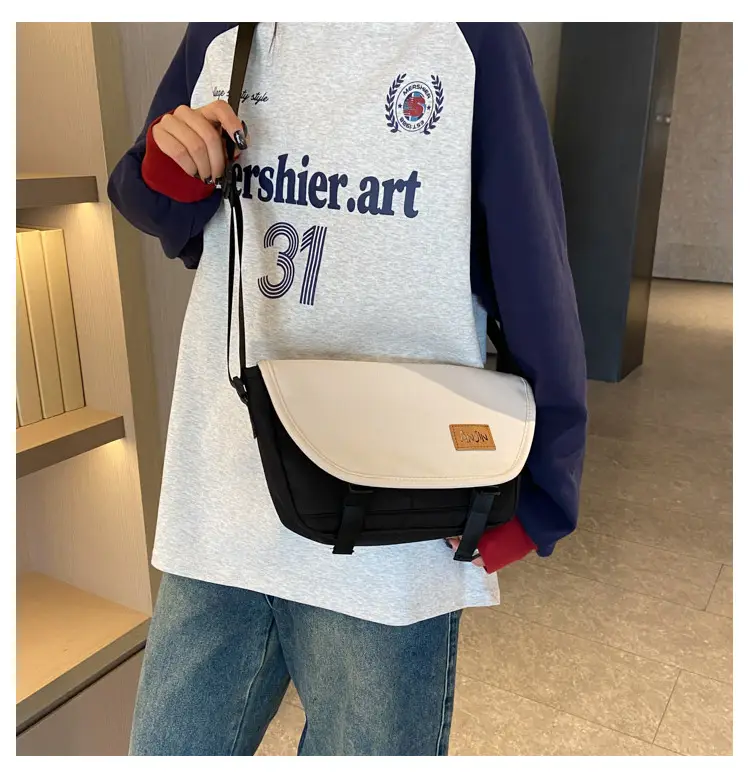 Men Women Crossbody Bag Black White Large Capacity — feature 16