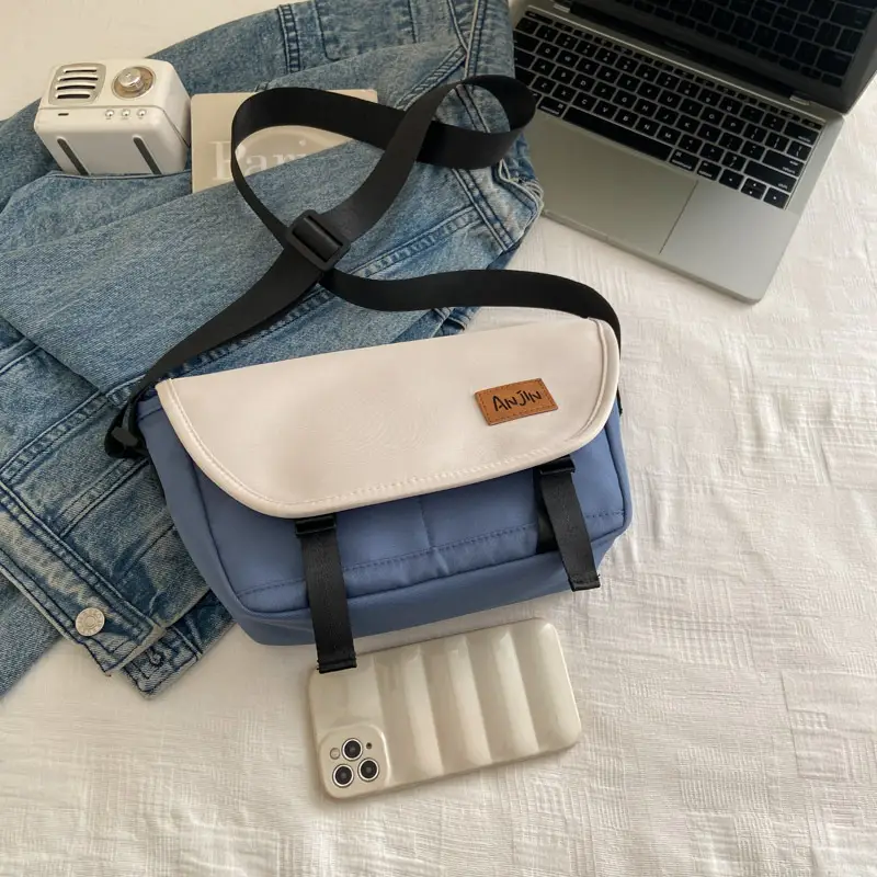 Men Women Crossbody Bag Black White Large Capacity