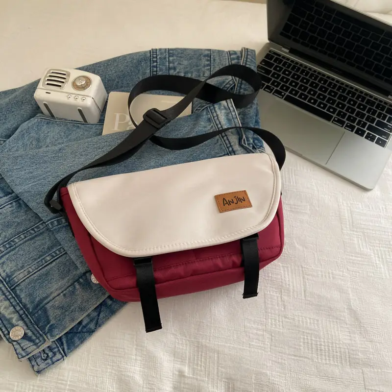 Men Women Crossbody Bag Black White Large Capacity