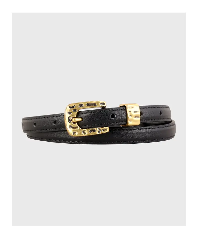 Women's Genuine Leather Thin Belt with Silver Buckle — feature 16