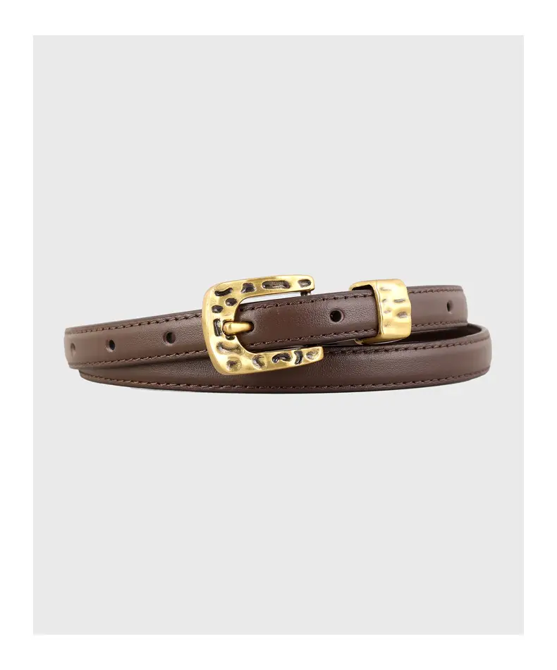 Women's Genuine Leather Thin Belt with Silver Buckle — feature 18