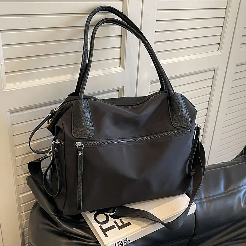 Women's Large Capacity Black Nylon Tote Bag Autumn Winter Crossbody - Image 5