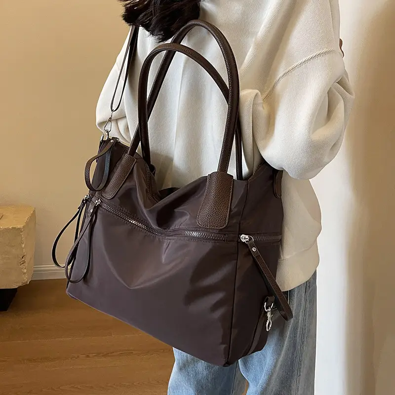 Women's Large Capacity Black Nylon Tote Bag Autumn Winter Crossbody - Image 7