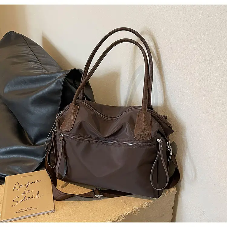 Women's Large Capacity Black Nylon Tote Bag Autumn Winter Crossbody — feature 10