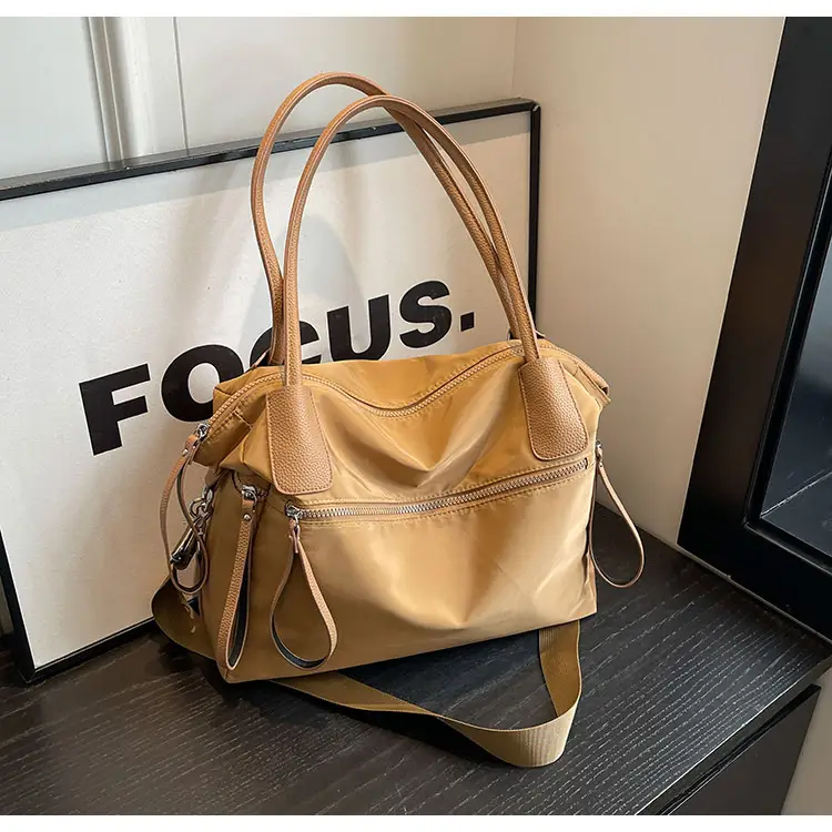 Women's Large Capacity Black Nylon Tote Bag Autumn Winter Crossbody — feature 13