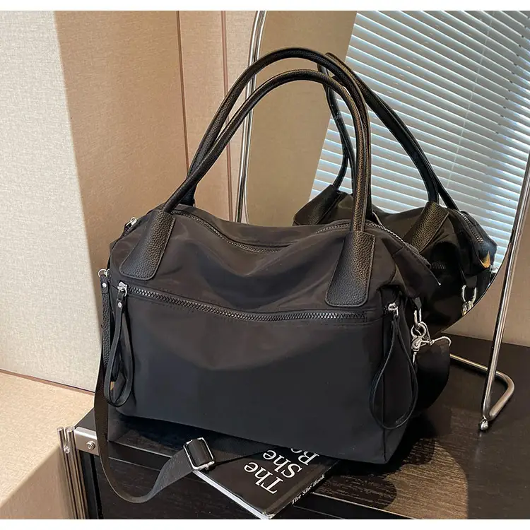 Women's Large Capacity Black Nylon Tote Bag Autumn Winter Crossbody — feature 8