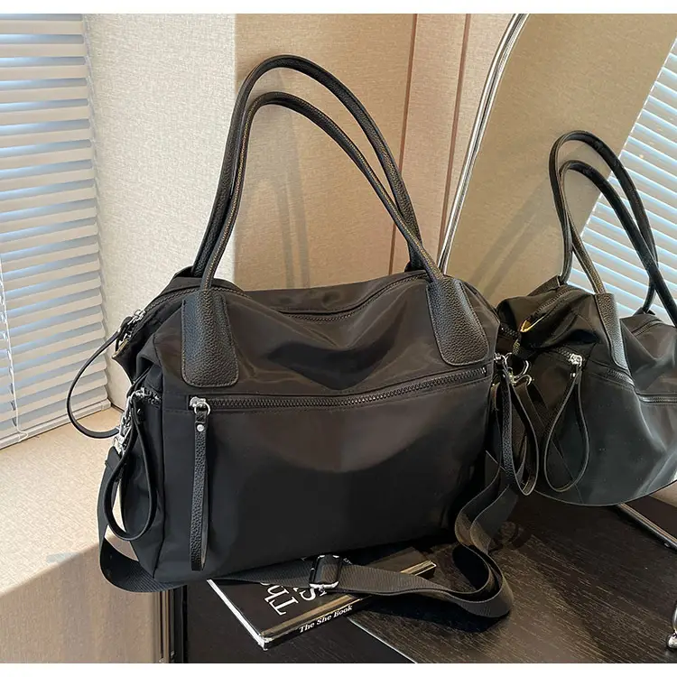 Women's Large Capacity Black Nylon Tote Bag Autumn Winter Crossbody — feature 9