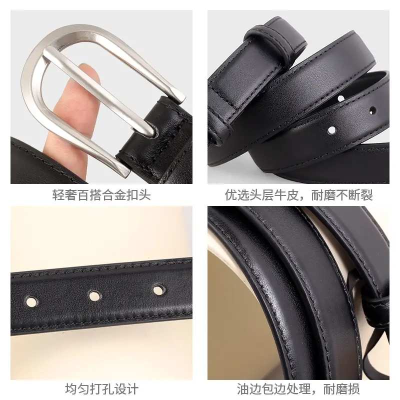 Women's Brown Cowhide Belt with Silver Buckle - Image 6