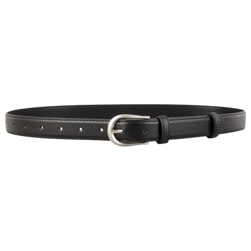 Women's Brown Cowhide Belt with Silver Buckle - Image 8