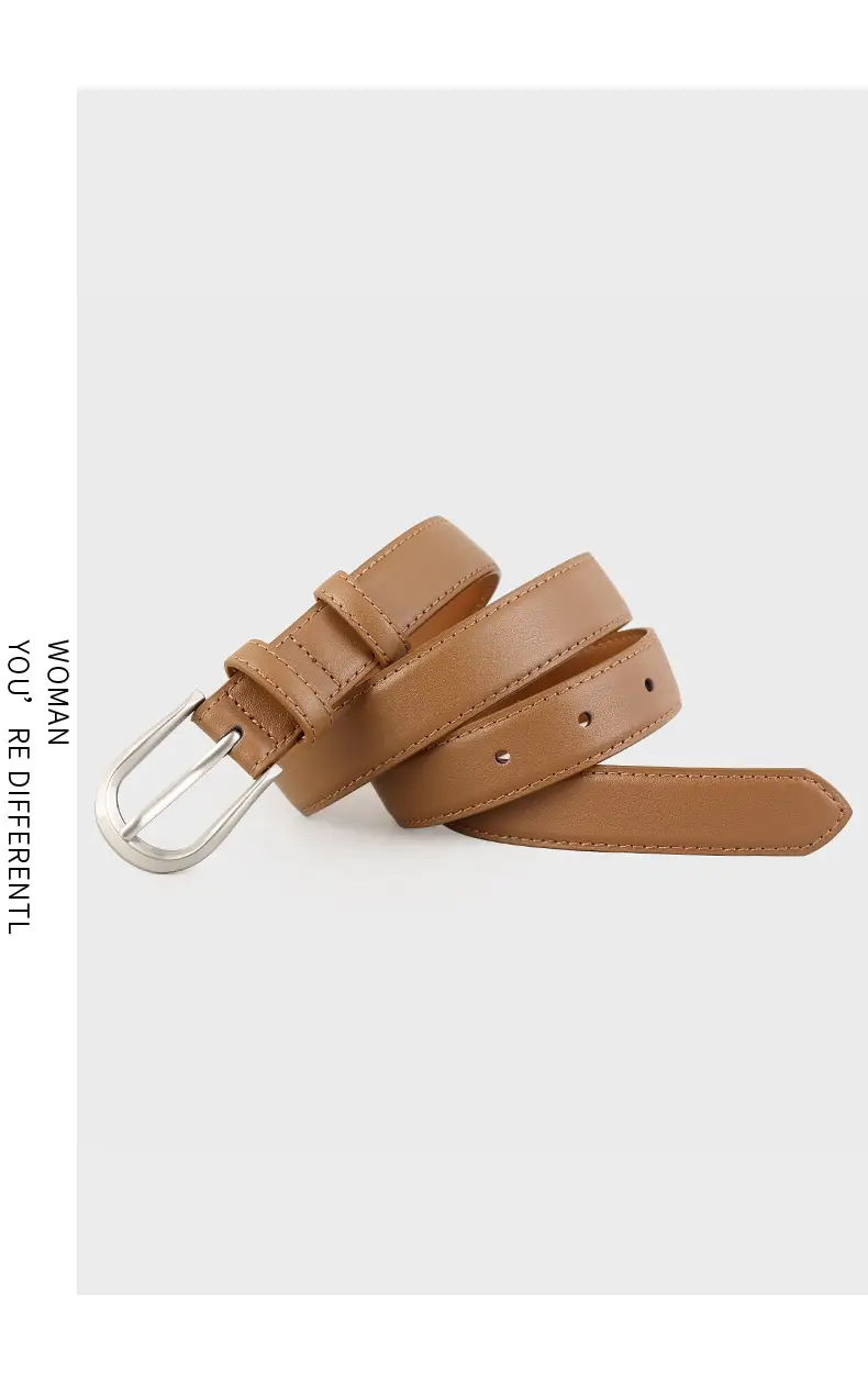 Women's Brown Cowhide Belt with Silver Buckle — feature 12