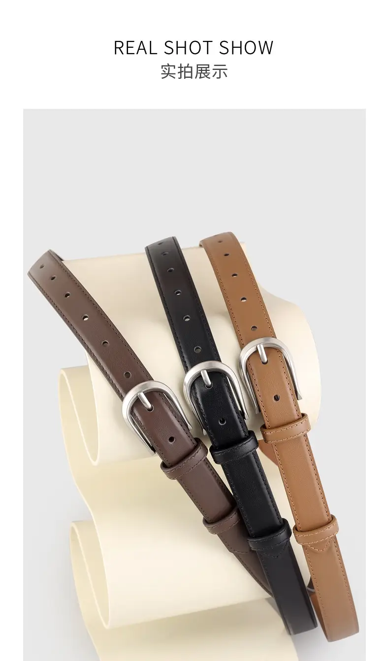 Women's Brown Cowhide Belt with Silver Buckle — feature 14