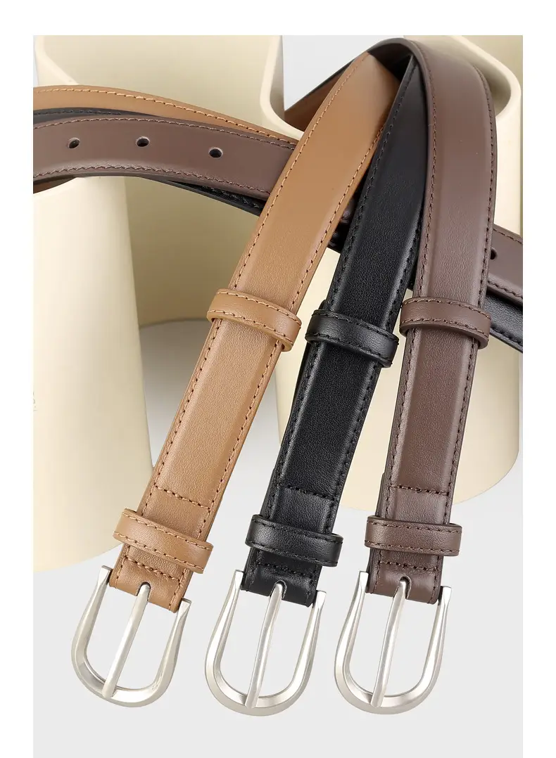 Women's Brown Cowhide Belt with Silver Buckle — feature 15