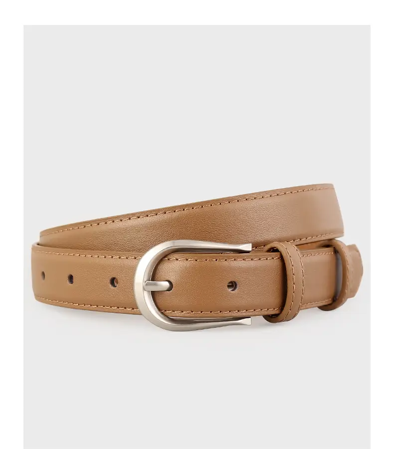 Women's Brown Cowhide Belt with Silver Buckle — feature 17
