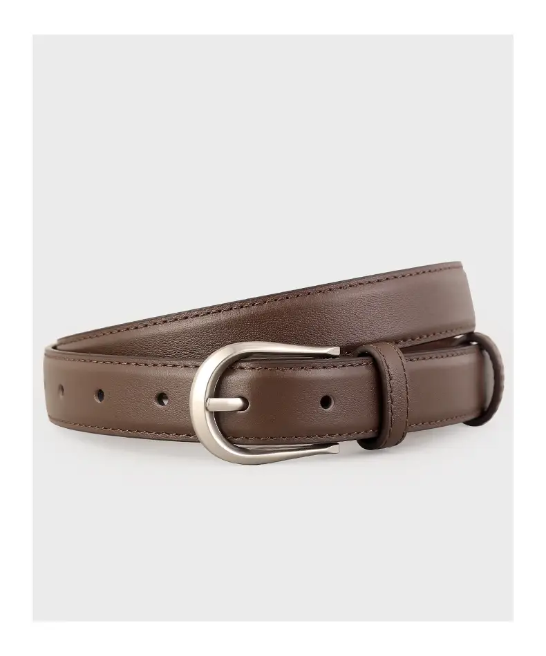 Women's Brown Cowhide Belt with Silver Buckle — feature 18